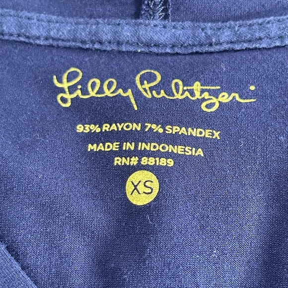 Lilly Pulitzer Rylie Navy Blue Hooded Cover Up Dress with Pink Tassels Size XS - Picture 6 of 13